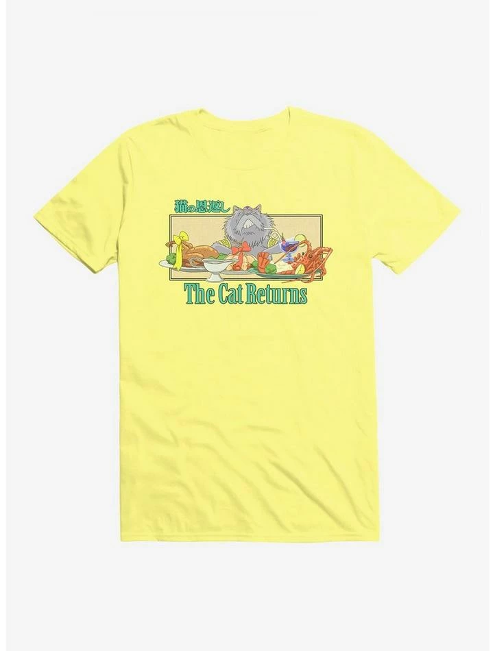 Promo ✨ Studio Ghibli The Cat Returns Cat King Feast T-Shirt 🎉 1 Promo ✨ Studio Ghibli The Cat Returns Cat King Feast T-Shirt 🎉