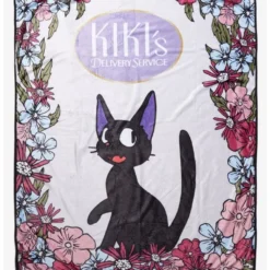 Coupon ✨ Studio Ghibli Kiki's Delivery Service Jiji Flower Throw Blanket 🧨