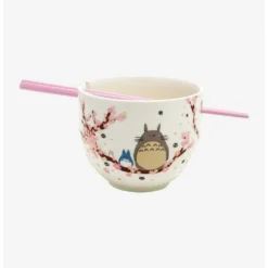 Brand new ⭐ Studio Ghibli My Neighbor Totoro Sakura Ramen Bowl With Chopsticks 🥰