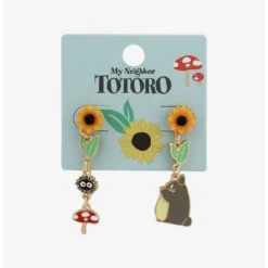 Deals 🔥 Studio Ghibli My Neighbor Totoro Sunflower Mismatch Earrings ✨