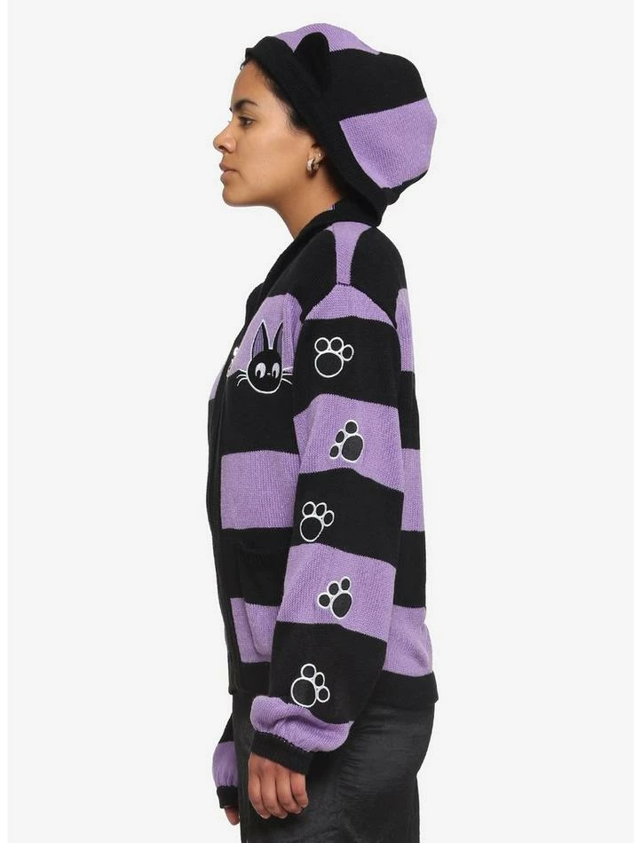 Best Pirce 🔥 Studio Ghibli Kiki's Delivery Service Jiji Stripe Skimmer Girls Hooded Cardigan 🎁 4 Best Pirce 🔥 Studio Ghibli Kiki's Delivery Service Jiji Stripe Skimmer Girls Hooded Cardigan 🎁 - Image 4