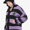 Deals ❤️ Studio Ghibli Kiki's Delivery Service Jiji Stripe Skimmer Girls Hooded Cardigan Plus Size 🎉