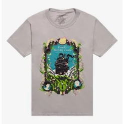 Hot Sale 🛒 Studio Ghibli Howl's Moving Castle Art Frame Boyfriend Fit Girls T-Shirt ❤️
