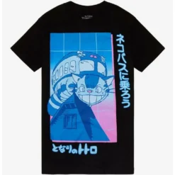 Hot Sale 😍 Studio Ghibli My Neighbor Totoro Neon Pop Grid Boyfriend Fit Girls T-Shirt ⭐