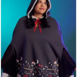 Outlet ❤️ Her Universe Studio Ghibli Kiki's Delivery Service Fuzzy Trim 😍 Girls Poncho Plus Size 🧨