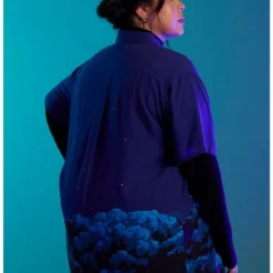 Promo 🔔 Studio Ghibli My Neighbor Totoro Night Sky Girls Woven Button-Up Plus Size 😉 -Studio Ghibli Shop 19296161 av2